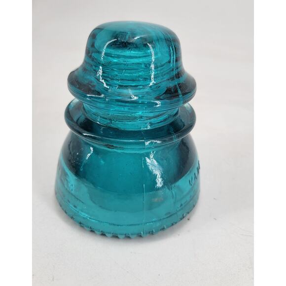 CD 154 Hemingray 42 Hemi Blue Antique Glass Telegraph Insulator Striations - Picture 4 of 9